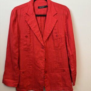 Ralph Lauren 100% Linen blazer Size 12 Red NWOT